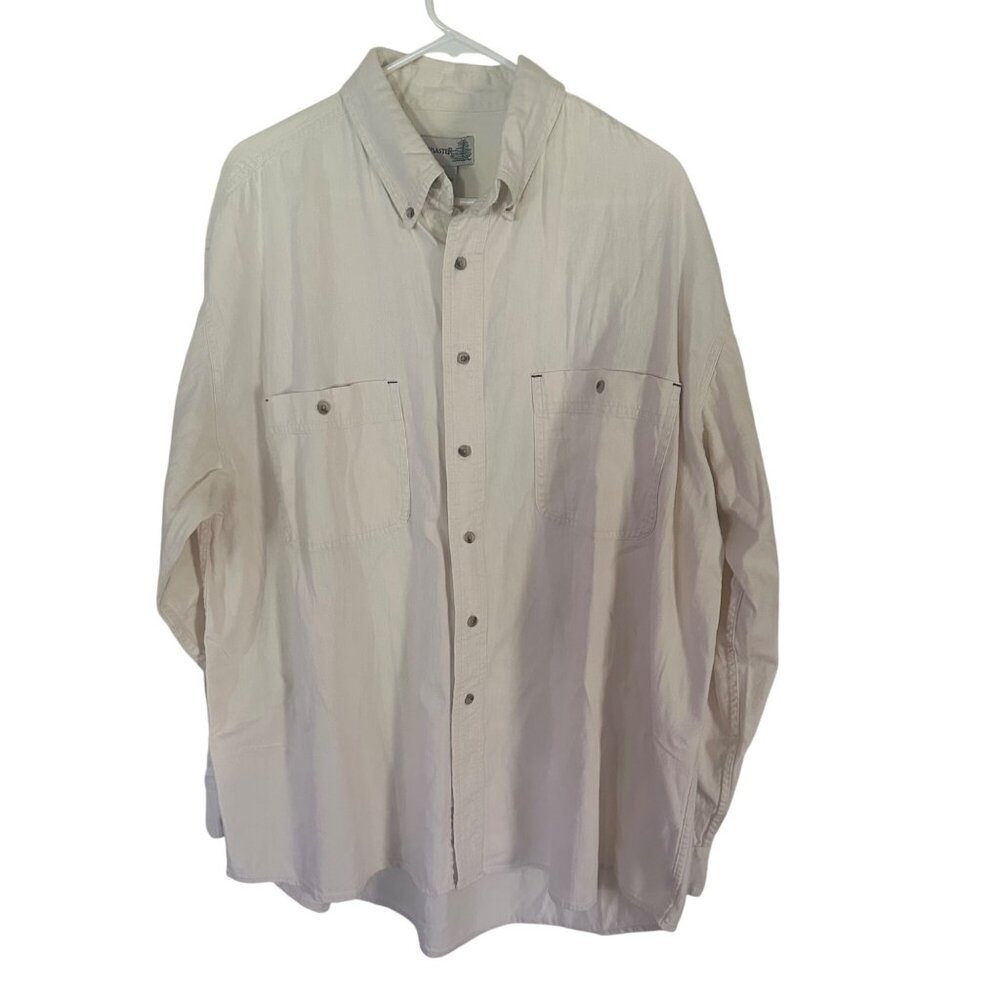 Fieldmaster long sleeve tan button up cotton shirt size XL